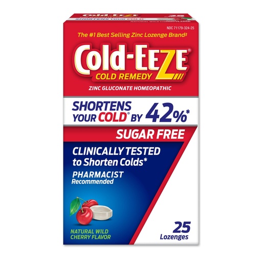 [BRSWY232PMDQ223J] Cold-EEZE Sugar-Free, Natural Wild Cherry Zinc Lozenges, Homeopathic Cold Remedy, Shortens the Common Cold, Sore Throat, Cough, Congestion & Post Nasal Drip, 25 Ct