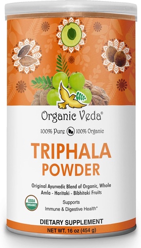 [BRSWIBQ3A4OAMA3C] Organic Veda Triphala Powder with Amla, Haritaki, Bibhitaki Fruits - 100% Natural Ayurvedic Triphala Powder - Improves Immune Support, Digestion, Colon Cleanse, Skin Health - Vegan, Non-GMO - 16oz
