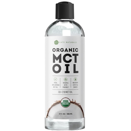 [BRSROZAHCMBGA3DJ] Kate Naturals MCT Oil for Coffee. Pure Coconut MCT C8 and C10 Oil (8oz, Organic, Unflavored)