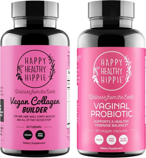 [BRSRAAT6BUORQF3B] Happy Healthy Hippie Vaginal Probiotics for Women & Vegan Collagen Builder Collagen Pills