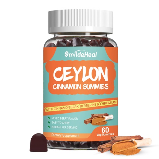 [BRSRAZIYOYPQKETK] Sugar Free Ceylon Cinnamon Gummies 2000MG, Cinnamon Supplement with Chromium and Cinnamon Bark, Vegan, Non-GMO, Gluten Free, 60 Gummies