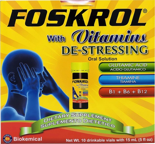 [BRSWGHYBDIIAOFDO] with Vitamins DeStressing - 10 Count Vials - B Vitamins and Glutamic Acid - Biokemical (10 Vials - Destressing)