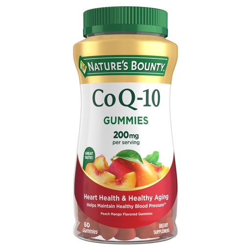 [BRSWK233C4DAGCTG] Nature's Bounty CoQ10 Gummies, Supports Heart Health, CoQ10 200mg, Peach Mango Flavor, 60 Count