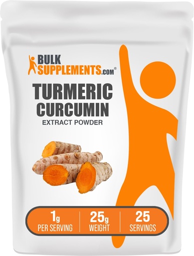 [BRSWIFIBDJ5GEYI3] BulkSupplements.com Turmeric Extract Powder - from Turmeric Root, Curcumin Supplements, Turmeric Curcumin Powder - Gluten Free, 1g per Serving, 25g (0.88 oz) (Pack of 1)