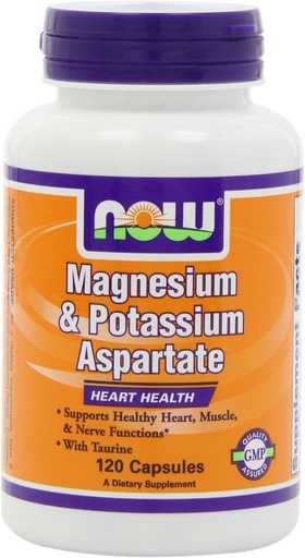 [BRSWIYYPOMMAGYIV] NOW Magnesium and Potassium Aspartate W/ Taurine, 120 Capsules (Pack of 2)