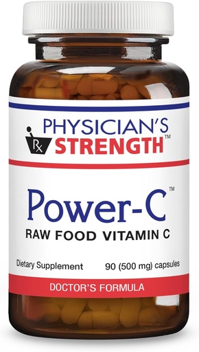 [BRSW2BITBMPRODTZ] Lægens styrke Power- C - 90 kapsler - Raw Food Vitamin C + Flavonoider fra Camu Camu, Acerola Cherry, Rhus coriaria & Rose Hip - Kosher - 30 Servere