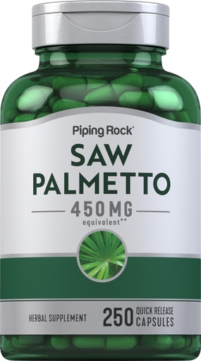 [BRSWKYD6AB4AEFDU] Piping Rock Saw Palmetto 450mg | 250 Capsules | Herb Extract Supplement Blend | for Men & Women | Serenoa Repens | Non-GMO, Gluten Free
