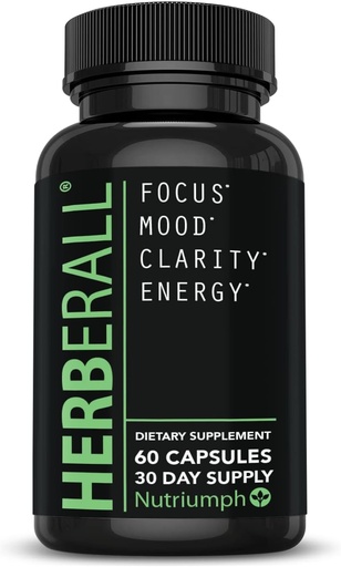 [BRSWGGAPAEBQEHLU] HerberALL Nootropic – Brain Boost & Focus Support Suplemento con CoQ10, Glutathione, Té Verde, Ácido Lipoico alfa, Hoja de Oliva & Black Pepper – 120 cápsulas Vegan