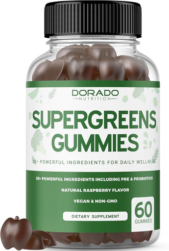 [BRSRAZYOOYGQA3D7] Supergreens Gummies (60 Count) Daily Greens Gummies - Greens Supplements with 8 Ingredient Power Blend - Superfood for Immunity Support for Adults - Third Party Tested, Vegan & USA Made