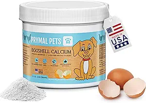 [BRSW2A36C57BQD3H] Eggshell Calcium for Pets - 12 oz. Natural, Ultra-Pure Egg Shell Mineral Powder Supplement for Cats and Dogs - High Absorption, Helps Support Bone, Joint, Teeth, Heart, Immune Health