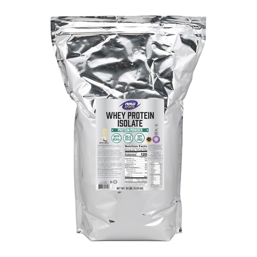 [BRSWIYQEAIBGCGAV] NOW Foods Sports Nutrition, Whey Protein Isolate, 25 g With BCAAs, Creamy Vanilla Powder, 10-Pound