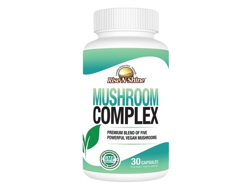 [BRSRM2Q5BAHBQE3J] Rise-N-Shine Mushroom Complex Supplement for Clarity & Focus - Immune Support w/Lion’s Mane, Reishi, Mushroom, Chaga, Maitake & Shiitake Mushroom - 30 Day Supply - 30 Capsules