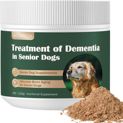 [BRSRAGQRDIHWACLJ] Senior Dog Supplements Dog Dementia Supplement Mushroom Powder for Dogs 120g | Cognitive Supplement for Dogs Addresses Getting Lost, Social Withdrawal | Canine Cognitive Dysfunction
