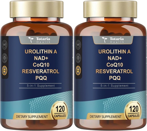 [BRSRABTYOZ7WOADO] Totaria Urolithin A Supplement 1000mg with NAD,CoQ10,Supplement for Women 120 Softgels for Muscle Energy Antioxidants(Pack of 2)