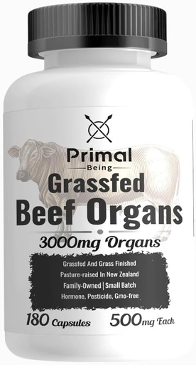 [BRSRA2Y3OIBG2ALH] Primal Όντας Grassfed Beef Organ Complex - συκώτι, καρδιά, πάγκρεας, σπλήνας, & νεφρών- υποστηρίζει τη συνολική υγεία και απόδοση - 180 κάψουλες, 3000mg ανά υπηρεσία