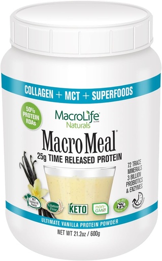 [BRSWKFY2OAARGGY5] MacroMeal Omni Protein by MacroLife Naturals – 25g Protein – Hydrolyzed Collagen Peptides (90%) – Gluten & Hormone Free – Keto & Paleo Friendly for Sustained Energy - Contains MCT Coconut Oil