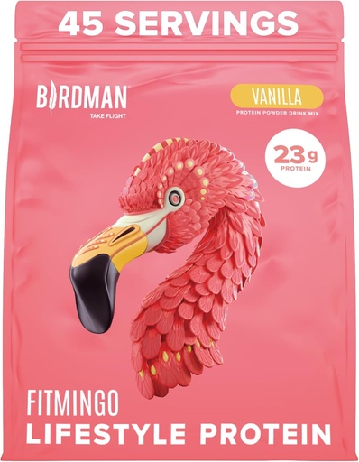 [BRSRAYAZBV6A2DQ6] BIRDMAN Fitmingo Vegan Protein Powder with Inositol, Collagen Boosters, Hyaluronic Acid and Vitamins | Low Carb, Dairy Free, Low Calorie | 23g Plant Based Blueberry Protein Powder with Myo-Inositol
