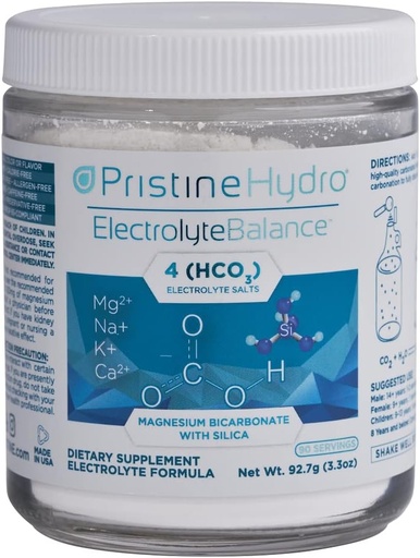 [BRSWGBD7OR7AGGTJ] Magnesium Electrolyte Supplement by PristineHydro® — Electrolyte Balance® with Magnesium Bicarbonate and Silica — Replenishes Critical Nutrients to Maximize Body Performance (90 Servings Powder)
