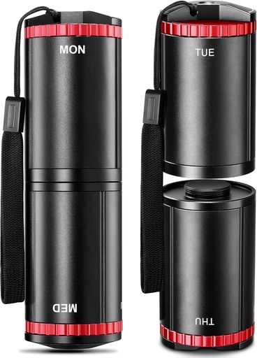 [BRSRMBA7DIJRAADB] Zannaki Metal Travel Pill Organizer, Transportable EDC Gigt Friendly Weekly Pill Box, Stor Pill Case Container, BPA Gratis 7 dag Daglig Medicin Organizer Holder for Vitamin, Fiskeolie, tillæg