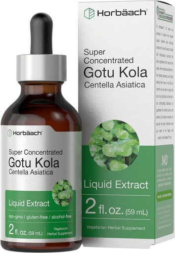 [BRSWGHA2BEBBSCYY] Horbäach Gotu Kola 摘录 2 fl oz 免酒精 超集中液态草药 补充 QQ Vegetarian, Non-GMO, Gluten Free