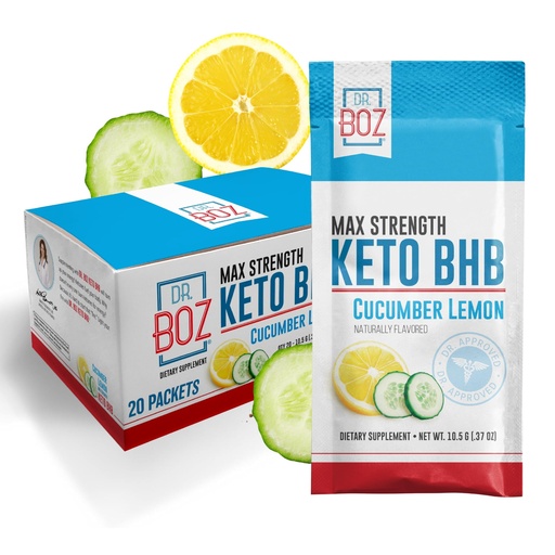 [BRSWGGT7CJ5QKYDA] Dr. Boz - Keto BHB Powder - Cucumber Lemon, 20 Packets - Ketones Drink - Increase Energy & Reduce Cravings - Max Strength Dietary Supplement - Quality Tested - Made in The USA - 7.4oz (210g)
