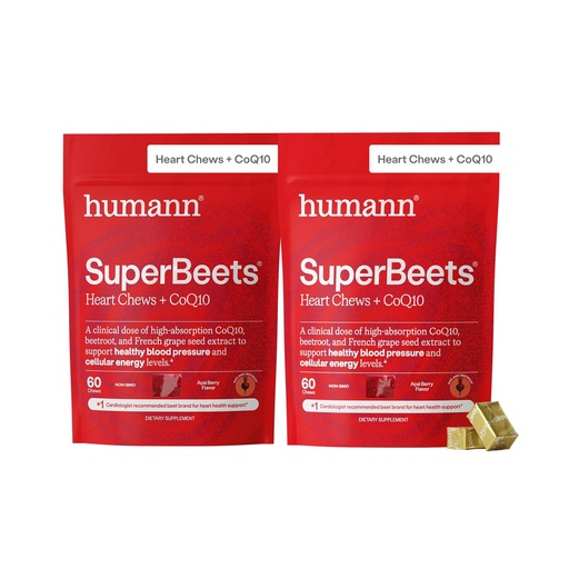 [BRSRAHQZAQFGG2TL] HumanN SuperBeets 3-in-1 Heart Chews - 3X Absorption CoQ10 - Plus Beetroot & Grape Seed Extract, Blood Pressure Support, Support Healthy Blood Flow, Circulation, 120 Count