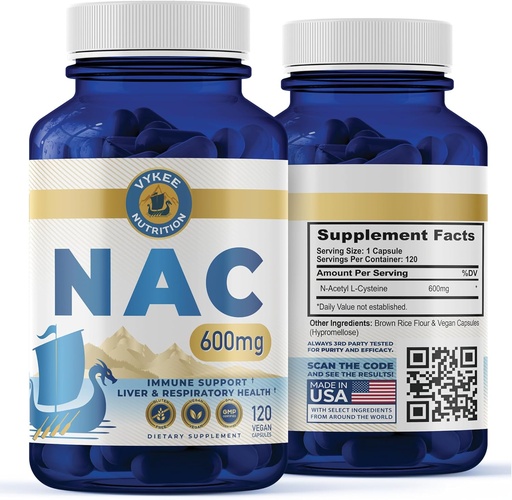 [BRSRAAD2BYIAK2TG] NAC Capsules – 600mg N-Acetyl L-Cysteine | Vegan, Non-GMO | Supports Antioxidant Production, Liver Health & Immune Function | 120 Capsules