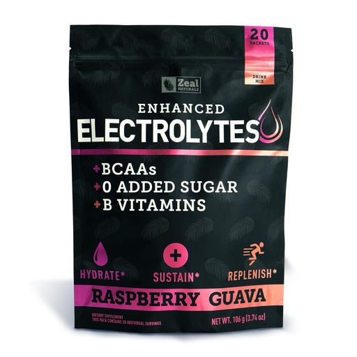 [BRSWYGI3B4PWKFD6] Enhanced Electrolyte Powder Stick Packs (Raspberry Guava | 20 Packets) w/ 0 Sugar +BCAAs +B-Vitamins Electrolyte Supplement w Potassium Zinc & Magnesium for Hydration - Keto Electrolytes