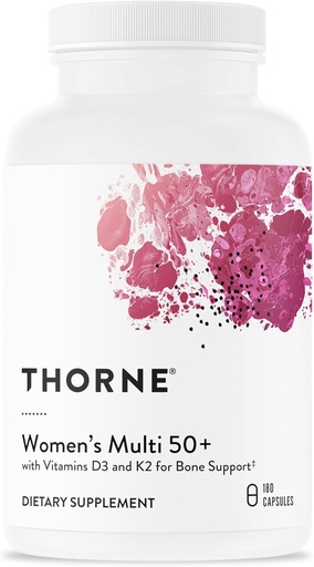 [BRSWYZL6CQBRYFY2] THORNE - Women's Multi 50+ - Comprehensive Daily Multivitamin with Vitamins A, B6, B12, C, D, E, K, Zinc & More - Support Heart, Brain, Bone & Immune Health* - 180 Capsules