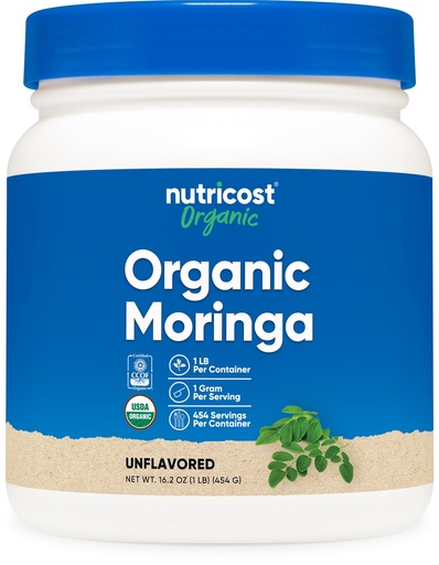 [BRSW2ZABOZ5AM3TA] Nutricost Organic Moringa Powder 1LB (16oz) - Gluten Free, Non-GMO, Vegetarian Friendly