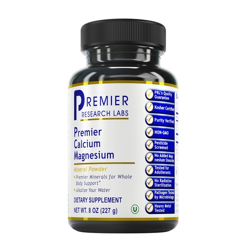 [BRSWYBQLPMBWA335] Premier Research Labs Calcium Magnesium Powder - Natural Coral Calcium Powder for Bone Health, Mix with Water for Alkaline PH Balance - 8 oz