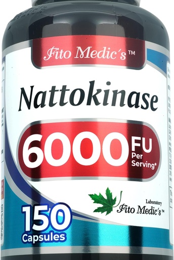 [BRSRMBQEAACRGAL3] FITO MEDIC'S Lab - Nattokinase, Natto - 6000 FU of Enzyme per Serving, 150 Capsules, Ultra high Absorption.