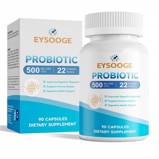 [BRSRAYA7BUIWK2D7] Probiotics for Women and Men, 500 Billion CFU, 22 Strains + Organic Prebiotics, Daily Probiotics for Digestive, Immune, & Gut Health - 90 Capsules