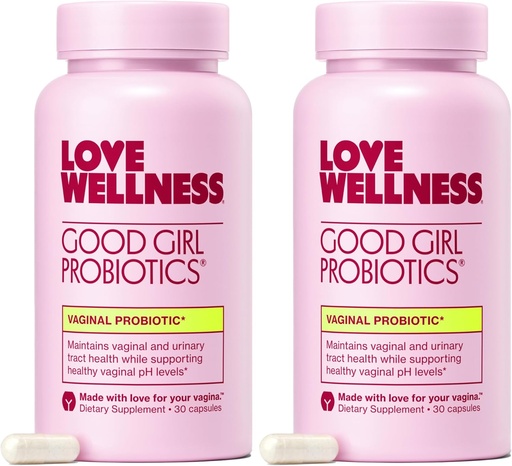 [BRSRAAALOR5WGGQU] Love Wellness Good Girl Probiotics | Женские вагинальные пробиотики для здоровья и баланса pH | 9-штамм пробиотик для мочевыводящих путей, дрожжей, запахов и иммунной поддержки | Без глютена | 60 КТ, 60-дневная поставка