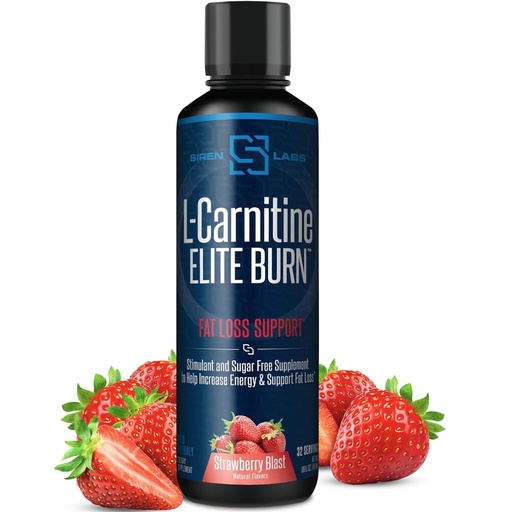 [BRSWYZQ5O4OWM3DK] SIRENLABS L-Carnitine Elite Burn Liquid Keto Fat Burner and Metabolism Activator - Fat Loss Support Keto Friendly Weight Loss Increase Energy - Stimulant Free - Strawberry Blast 3000mg (32 Servings)
