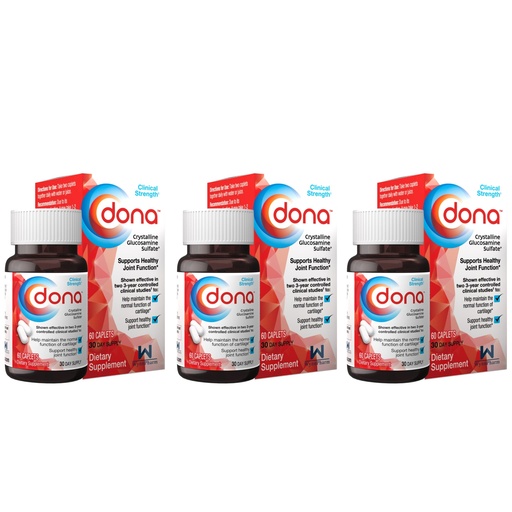 [BRSWY2T4DEMRU3LD] Dona Crystalline Glucosamine Sulfate, 750 Mg, Joint Supplement Pills for Knee Comfort & Joint Health Support, 750 Mg, 60 Count (3 Pack)