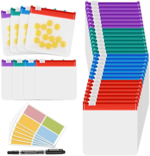 [BRSROZDQBAMQ2H3O] MARFOREVER 39 Pcs Pill Pouch Bags Set - Pill Bags Travel Pill Organizer Reusable Medicine Organizer Pills Storage Pouches Self Sealing 28 Pcs Plastic Medicine Bags 10 Sheets Labels and 1 Pc Marker