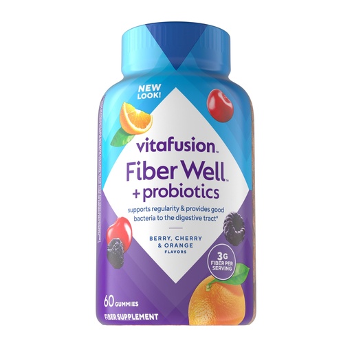 [BRSW2BQYORYQK3DO] vitafusion Probiotic + Prebiotic Fiber Gummies for Adults, Probiotic Supplement with Prebiotic Fiber to Support Gut Health and Provide Good Bacteria (1), Cherry Berry Citrus Rush Flavor, 60 Count