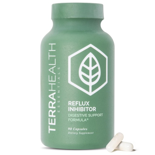 [BRSW2FIBOYDWMDTX] Terra Health Essentials Reflux Inhibitor - Daily Digestive Support Supplement for Efficient Digestion, Nutrient Absorption & Acid Balance - Betaine HCl with Pepsin - 30-Day Supply, 90 Capsules
