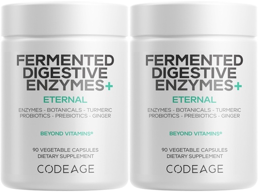 [BRSRMGI3OIJRUC3X] Codeage Fermented Digestive Enzymes Supplement 3-Month Supply - 14 Digestive Enzymes, Probiotics, Prebiotics, Fermented Botanicals, Plant-Based Multi Pancreatic Enzymes - 1 Capsule a Day - 2-Pack