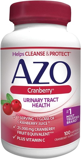 [BRSWKGYIBIGBAALE] AZO Cranberry, Maximum Strength, Softgels 100 ea (Pack of 4)