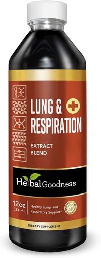 [BRSRMBAOC4AW223L] Herbal Goodness Lungs and Respiration 12oz - for Better Lungs, Lungs Cleansing, Respiratory Support, Growth Cells Support and Immune Support with Mullein Leaf Extracts - 1bottle - 23 Servings