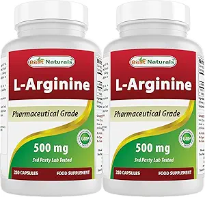 [BRSW2AYLCQFGY2A3] Best Naturals L-Arginine 500mg 250 Capsules (250 Count (Pack of 2))