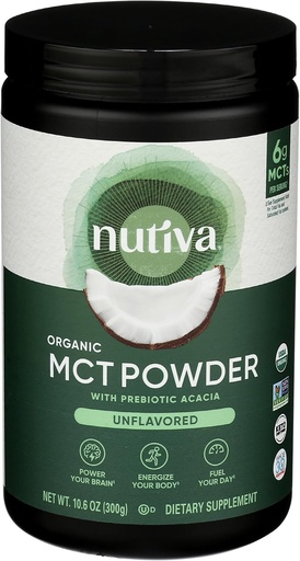 [BRSWGEI6OEPWY3LO] Nutiva Organic MCT Powder with Prebiotic Acacia Fiber, Classic, 10.6 Oz, USDA Organic, Non-GMO, Non-BPA, Vegan, Gluten-Free, Keto & Paleo, Instant Beverage or Boost to Coffee & Smoothies