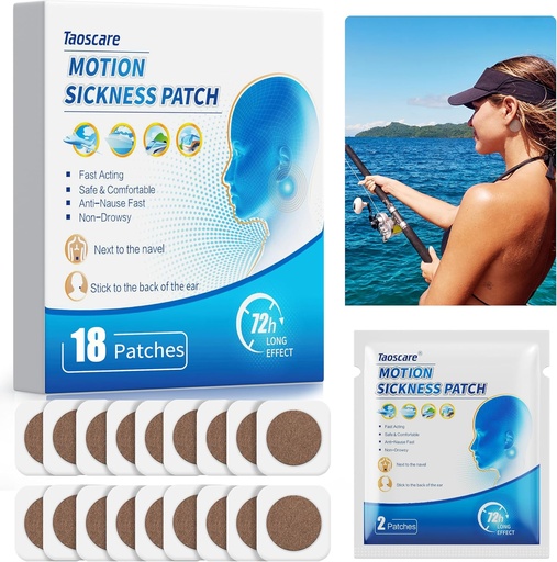 [BRSROYLQPMGQGA3K] Motion Sickness Patches for Cruise, Sea Sickness Patch for Dizziness Vertigo & Nausea Relief, Kids and Adults Travel Essentials for Cruise/car/Airplane/Amusement Park Trip (18 Count)
