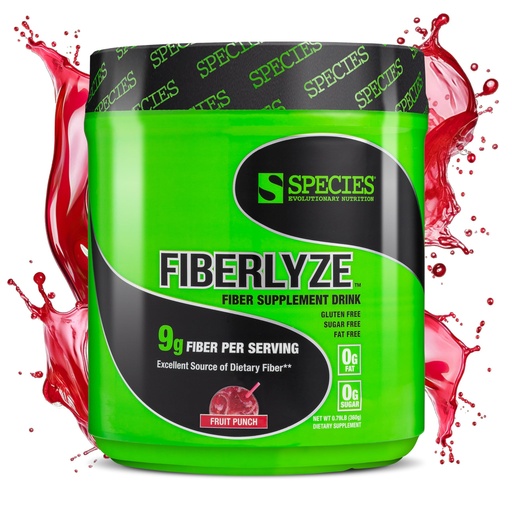 [BRSWIHIAAB5B6FLO] Species Nutrition Fiberlyze Fiber Supplement, Psyllium Based Soluble & Insoluble Fiber Powder for Healthy Colon, Digestive Functions (Fruit Punch, 30 Servings)