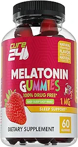 [BRSRAYIBC5YQI236] Kids Melatonin Gummy, Effective 1MG Sleep Gummies Supplement for Children 3+, Drug-Free, Natural Fruity Strawberry Flavor, Made in USA