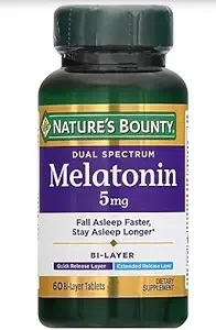 [BRSRMHY7BZ7BSHLP] Nature's Bounty Melatonin 5 mg Bi-Layer Tablets 60 ea (Pack of 3)