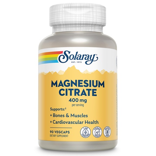 [BRSWIYQAO4EBYA34] SOLARAY Magnesium Citrate 400mg - Magnesium Supplement - Bone Health, Muscle, Relaxation and Heart Health Support - Vegan, Gluten Free - 30 Servings, 90 VegCaps