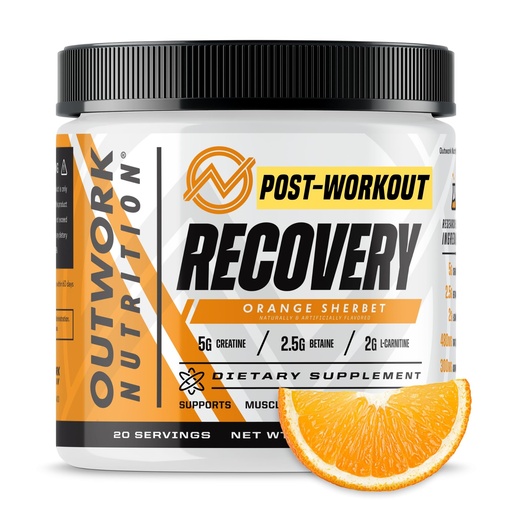 [BRSW22QNB4CBMFD6] Outwork Nutrition Post Workout Recovery Powder - Creatine Monohydrate, KSM-66 Ashwagandha & Tart Cherry - Speeds Recovery, Eases Soreness - Creatine Powder for Men & Women, Orange Sherbet, 230 Gr